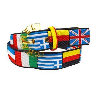 CHANEL CC Logos National Flag Buckle Belt Canvas 70/28 95C Multi Color 30901-